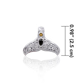Filigree Whale Tail With Gemstone Sterling Silver Pendant TPD3798 - Pendants